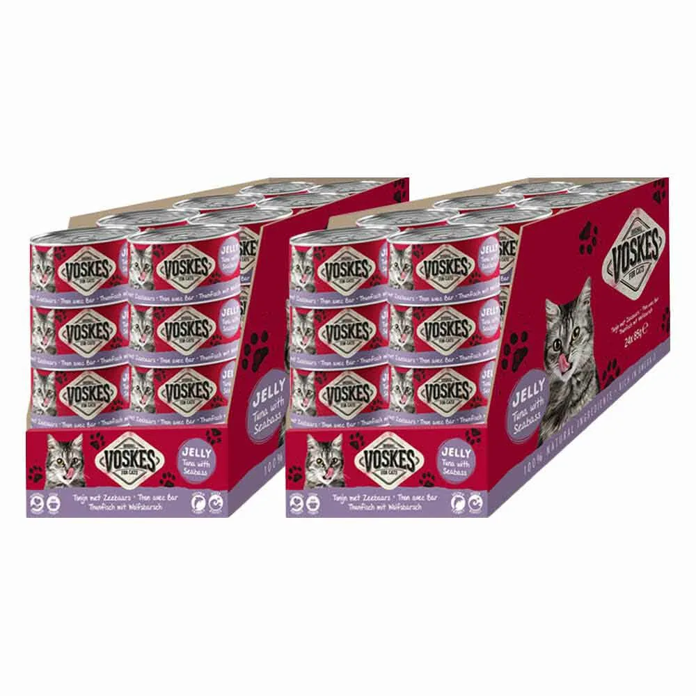 48x Voskes Kattenvoer Nat Tonijn met Zeebaars 85 gr fra Voskes – produktbillede
