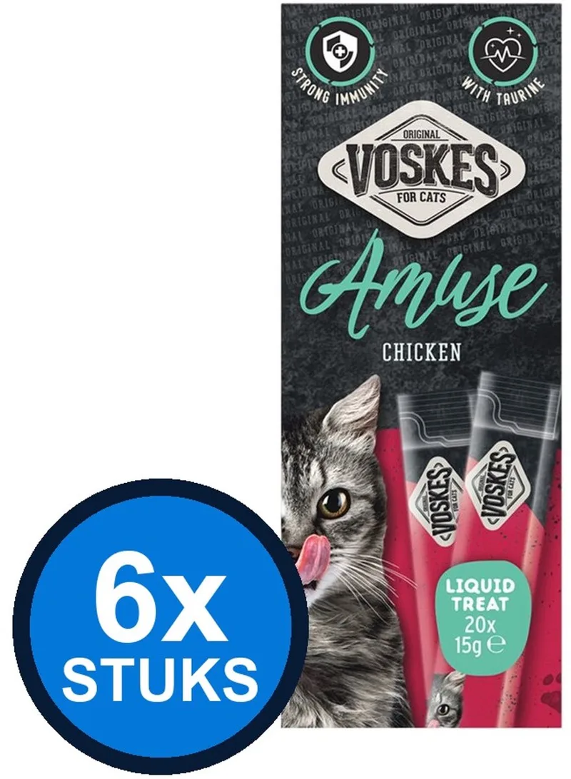 6x Voskes Amuse Liquid Treat Kip - Kattensnack - 20x15g by Voskes – product photo