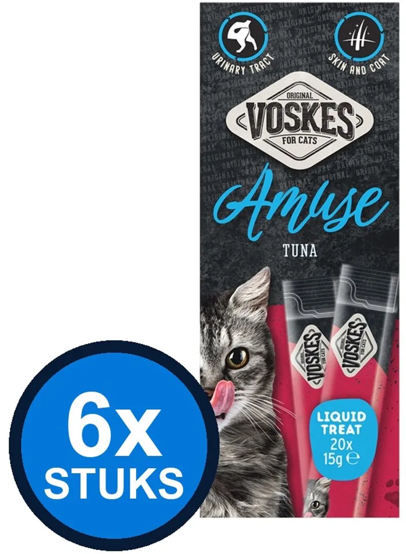 6x Voskes Amuse Liquid Treat Tonijn - Kattensnack - 20x15g by Voskes – product photo