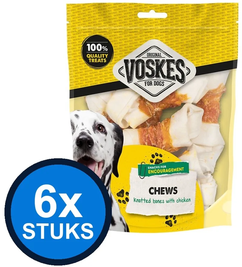 6x Voskes Blanke Kauwkluiven Mix met Kip - Hondensnack de Voskes – photo produit