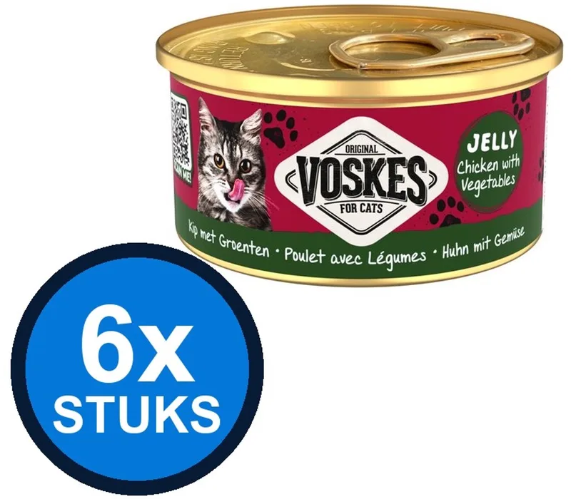 6x Voskes Gelei Kip & Groenten - Kattenvoer - Blik 85g von Voskes – Produktfoto