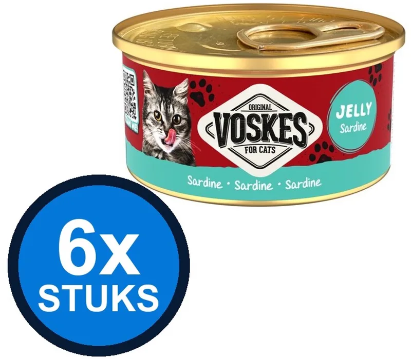 6x Voskes Gelei Sardine - Kattenvoer - Blik 85g von Voskes – Produktfoto