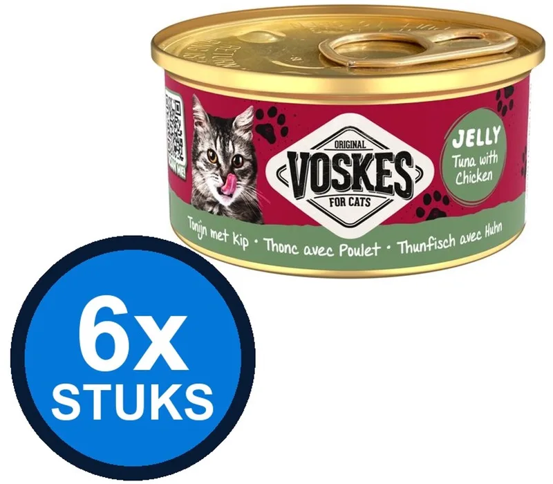 6x Voskes Gelei Tonijn & Kip - Kattenvoer - Blik 85g by Voskes – product photo