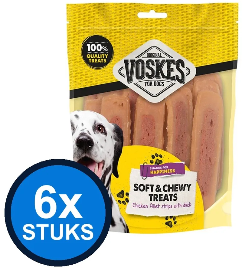 6x Voskes Kipfilet Strips met Eend - Hondensnack - 400g by Voskes – product photo