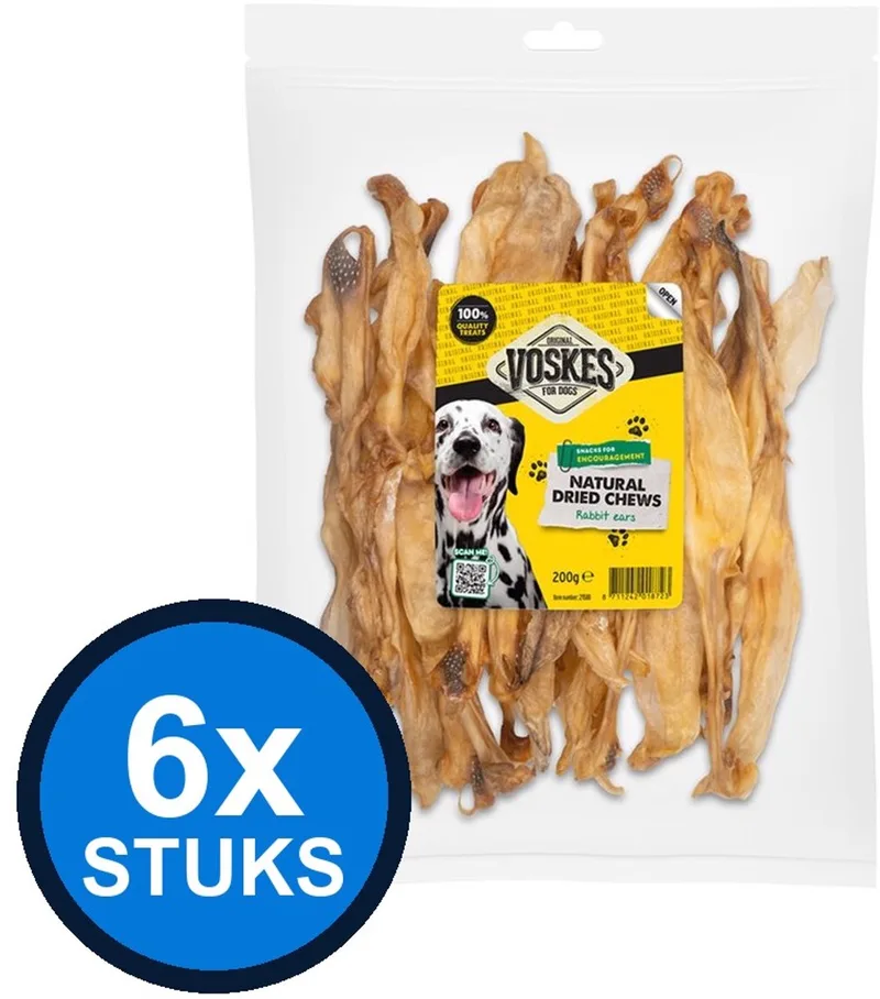 6x Voskes Konijnenoren - Hondensnack - 200g von Voskes – Produktfoto