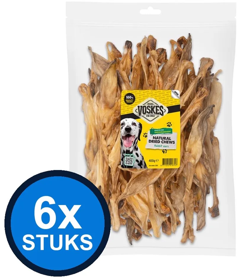 6x Voskes Konijnenoren - Hondensnack - 400g by Voskes – product photo