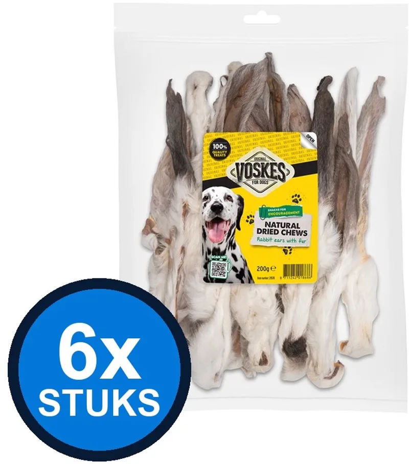6x Voskes Konijnenoren met Vacht - Hondensnack - 200g by Voskes – product photo