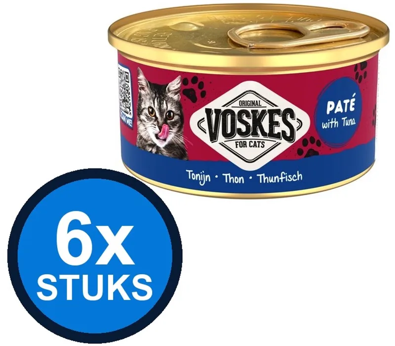6x Voskes Pate Tonijn - Kattenvoer - Blik 85g von Voskes – Produktfoto