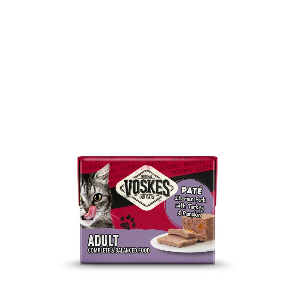 8x Voskes Original Paté Adult Iberisch Varken & Kalkoen & Pompoen 8 x 95 gr de Voskes – photo produit