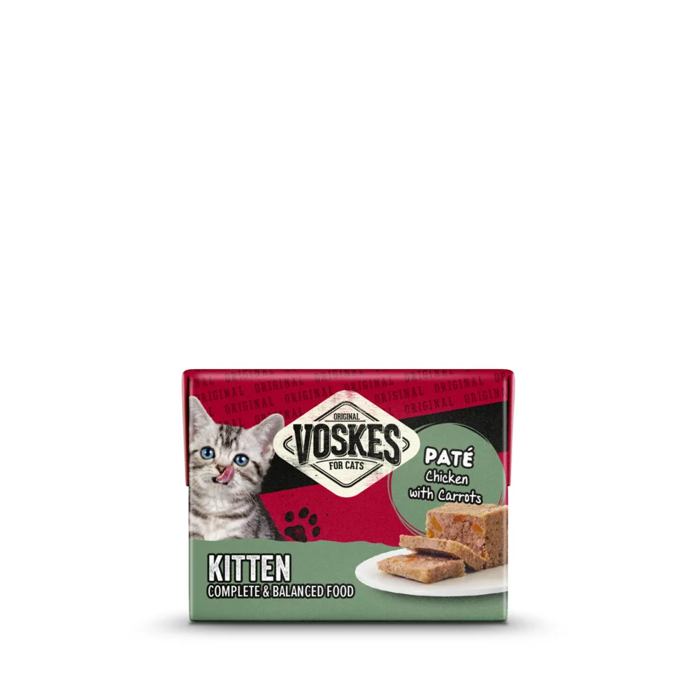 8x Voskes Original Paté Kitten Kip & Wortelen 8 x 95 gr de Voskes – photo produit
