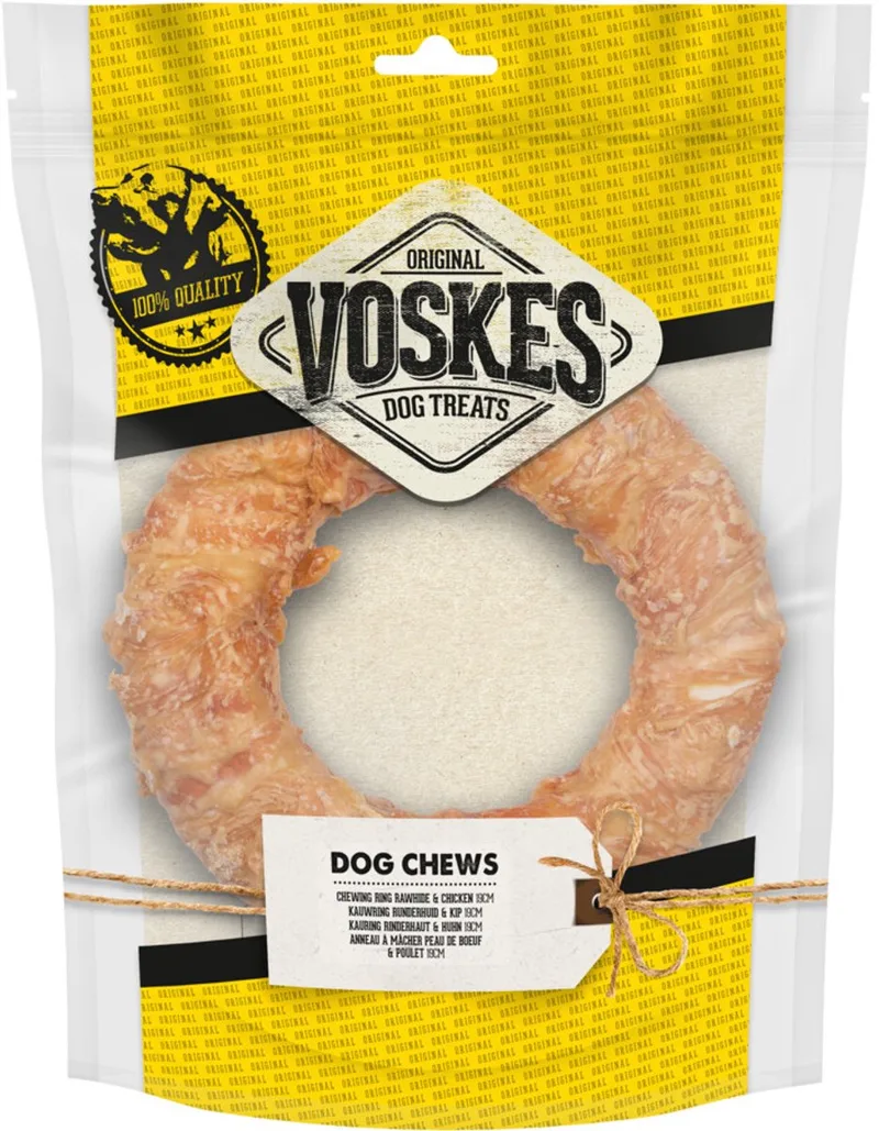 Hondensnack Kauwring Runderhuid met Kip - 15 x 19 cm - Voordeelverpakking by Voskes – product photo