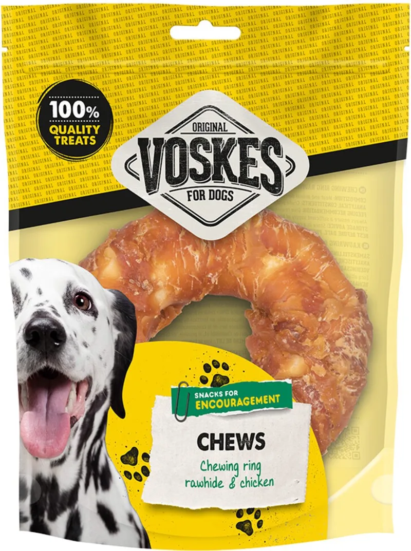 Hondensnack Kauwring Runderhuid met Kip - 3 x 12,5 cm - Voordeelverpakking von Voskes – Produktfoto