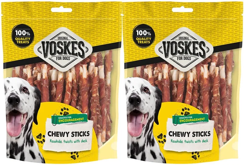 Hondensnack Rawhide Sticks Eend - 2 x 400 gr - Voordeelverpakking by Voskes – product photo