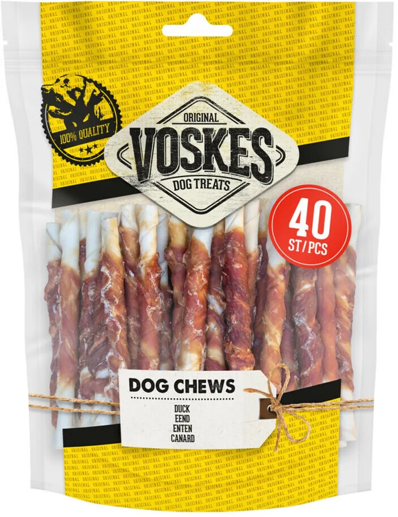Hondensnack Rawhide Sticks Eend - 400 gr von Voskes – Produktfoto
