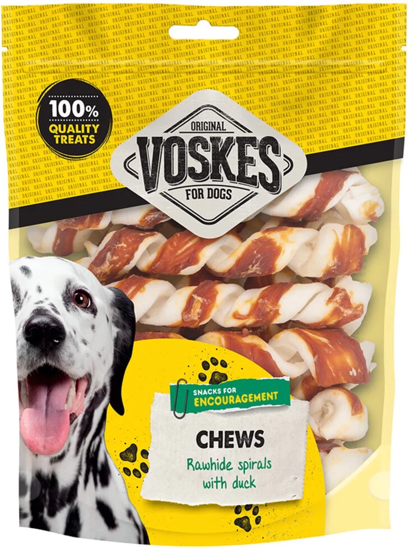 Hondensnack Spiralen Runderhuid & Eend - 15 x 20 stuks - Voordeelverpakking von Voskes – Produktfoto