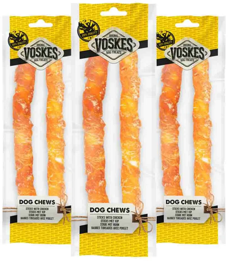 Hondensnack Stick Met Kip 25 cm - 3 x 2 stuks - Voordeelverpakking de Voskes – photo produit