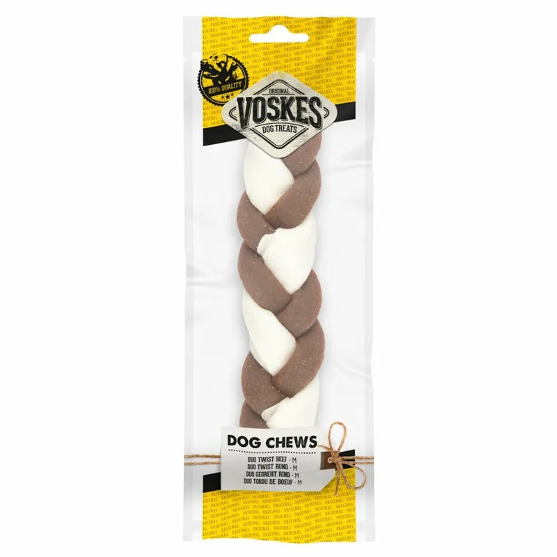 Hondensnack Twist Duo Run Wit - Bruin M - 10 x - Voordeelverpakking de Voskes – photo produit