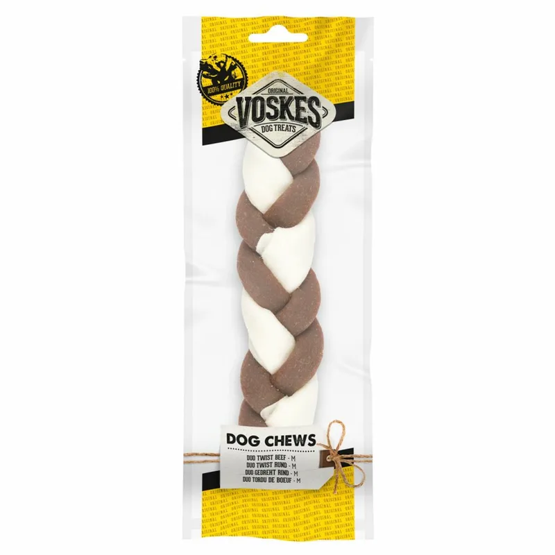 Hondensnack Twist Duo Run Wit - Bruin M von Voskes – Produktfoto