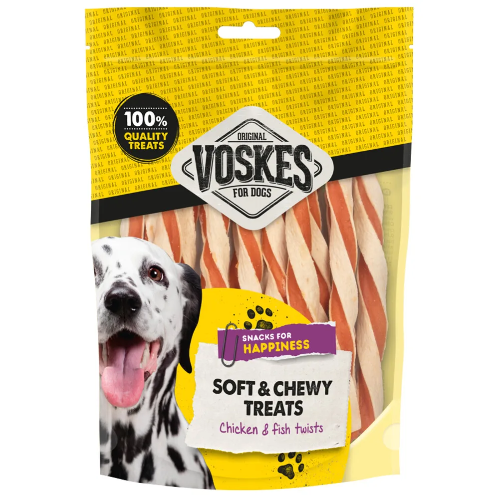 Hondensnack Twists Kip - Vis 100 gr från Voskes – produktbild