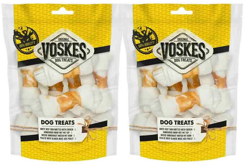 Hondensnacks Blanke Kauwknopen Met Kip - 2 x 10 stuks - Voordeelverpakking de Voskes – photo produit