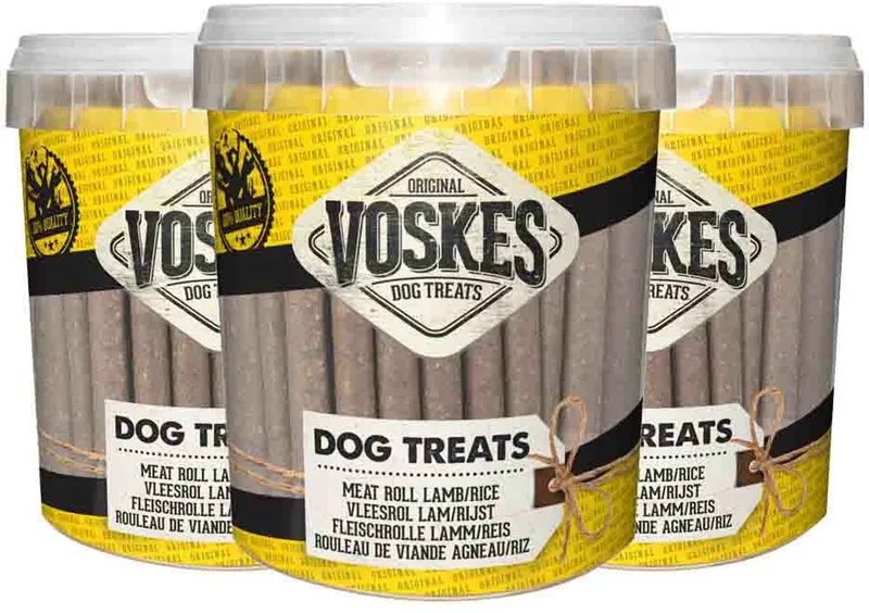Hondensnacks Emmer Vleesrol Lam - Rijst - 3 x 600 gr - Voordeelverpakking von Voskes – Produktfoto