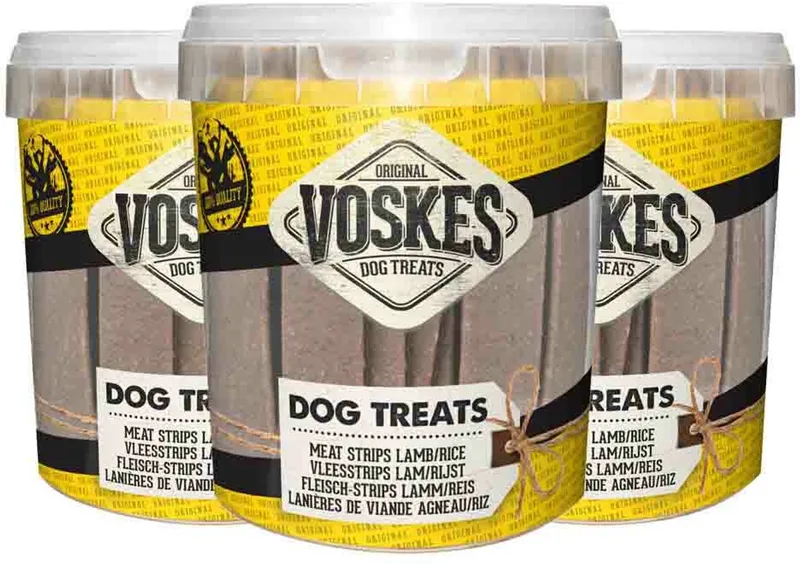 Hondensnacks Emmer Vleesstrips Lam - 3 x 600 gr - Voordeelverpakking von Voskes – Produktfoto
