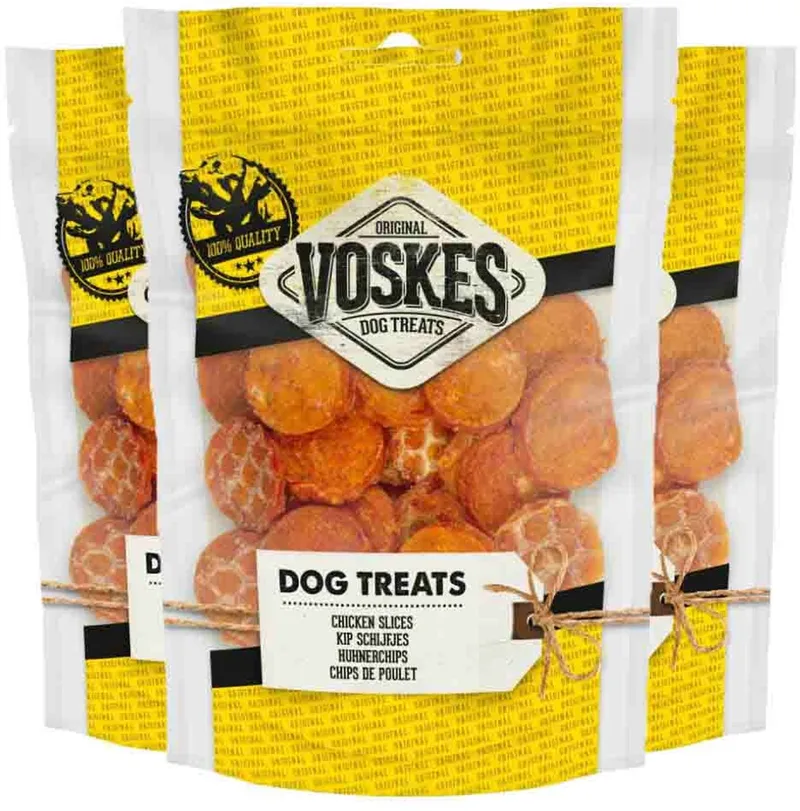 Hondensnacks Kip Schijfjes - 3 x 100 gr - Voordeelverpakking von Voskes – Produktfoto