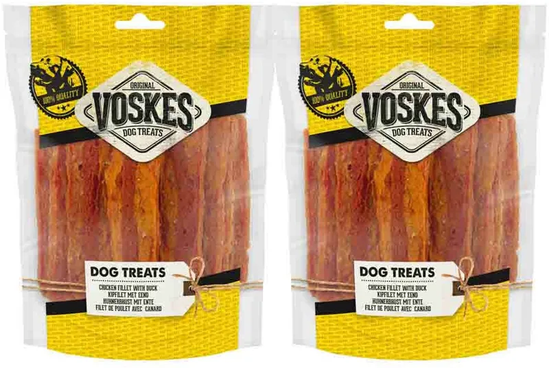 Hondensnacks Kipfilet Eend - 2 x 400 gr - Voordeelverpakking de Voskes – photo produit