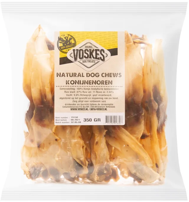 Hondensnacks Konijnenoren - 350 gr