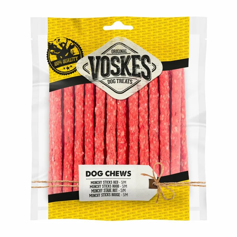 Hondensnacks Munchy Sticks Rood - 12 x 25 stuks - Voordeelverpakking de Voskes – photo produit
