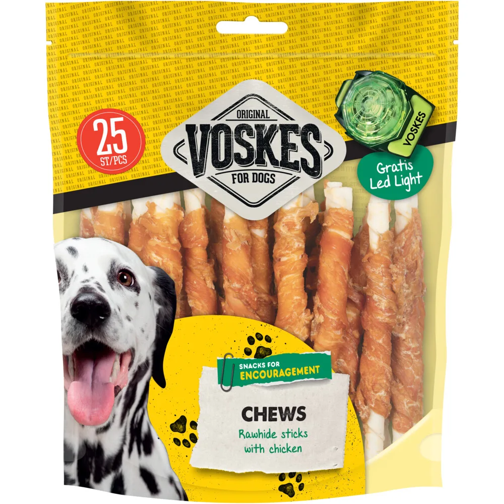 Hondensnacks Original Runderhuid Sticks Kip 25 stuks by Voskes – product photo
