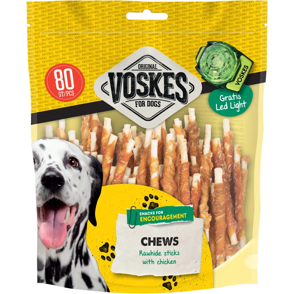 Hondensnacks Original Runderhuid Sticks Kip 80 stuks by Voskes – product photo