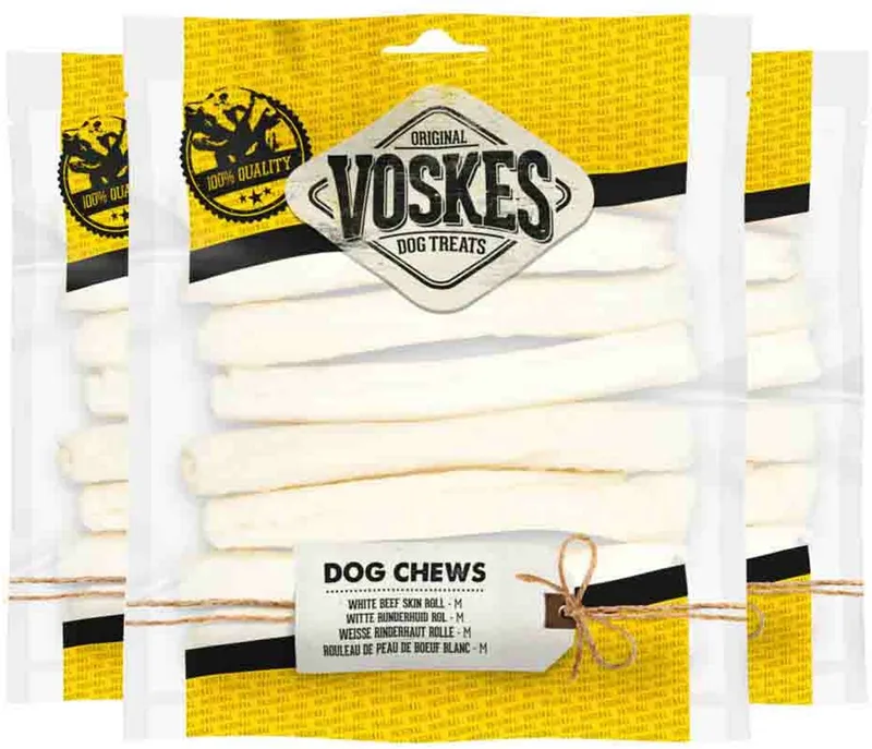 Hondensnacks Roll White M - 3 x 8 stuks - Voordeelverpakking de Voskes – photo produit