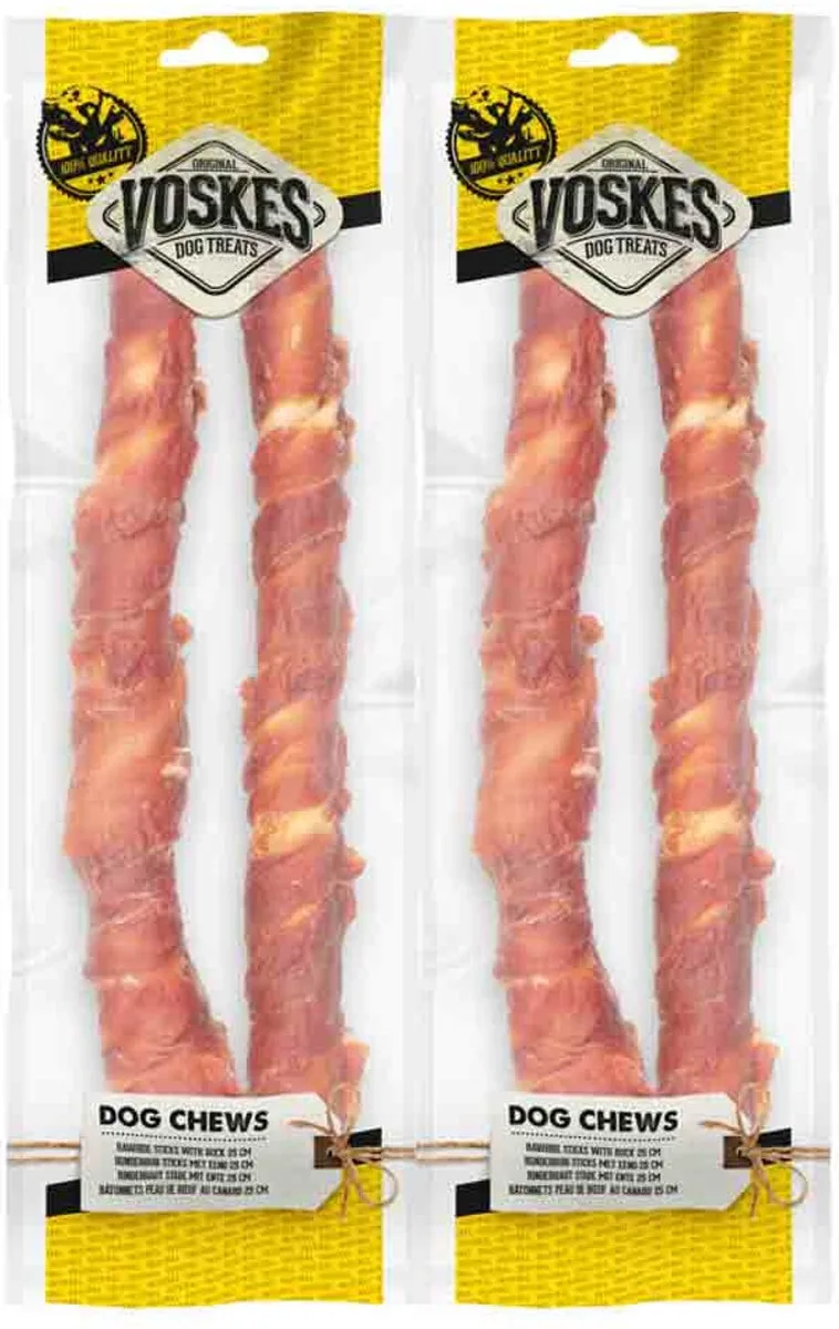 Hondensnacks Stick Runderhuid Eend 25 cm - 2 x 2 stuks - Voordeelverpakking by Voskes – product photo