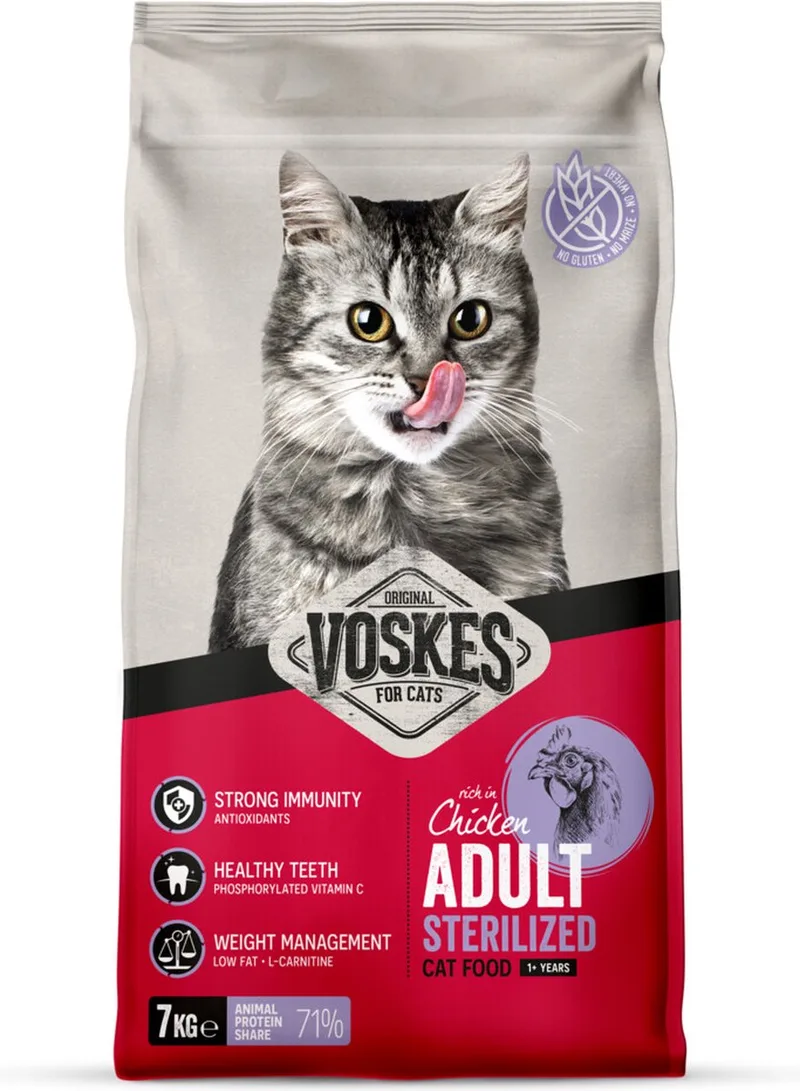 Kattenbrokken Sterilized Adult Kip 7 kg von Voskes – Produktfoto