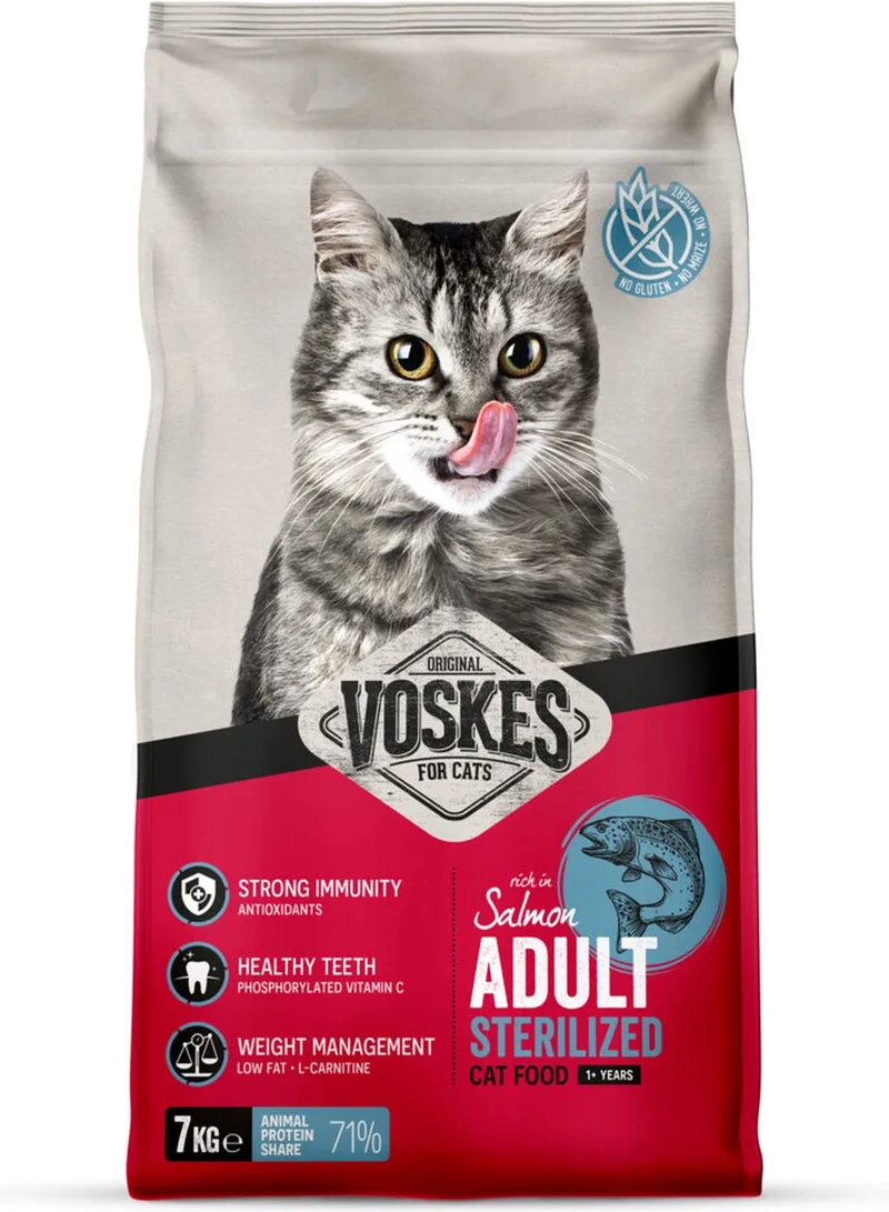 Kattenbrokken Sterilized Adult Zalm 7 kg de Voskes – photo produit