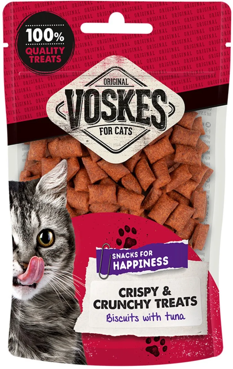 Kattensnack Crispy & Crunchy Tonijn - 10 x 60 gr - Voordeelverpakking de Voskes – photo produit