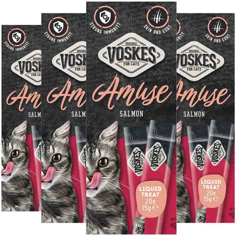 Kattensnack Liquid Treat Zalm - 4 x 20x15 gr - Voordeelverpakking von Voskes – Produktfoto