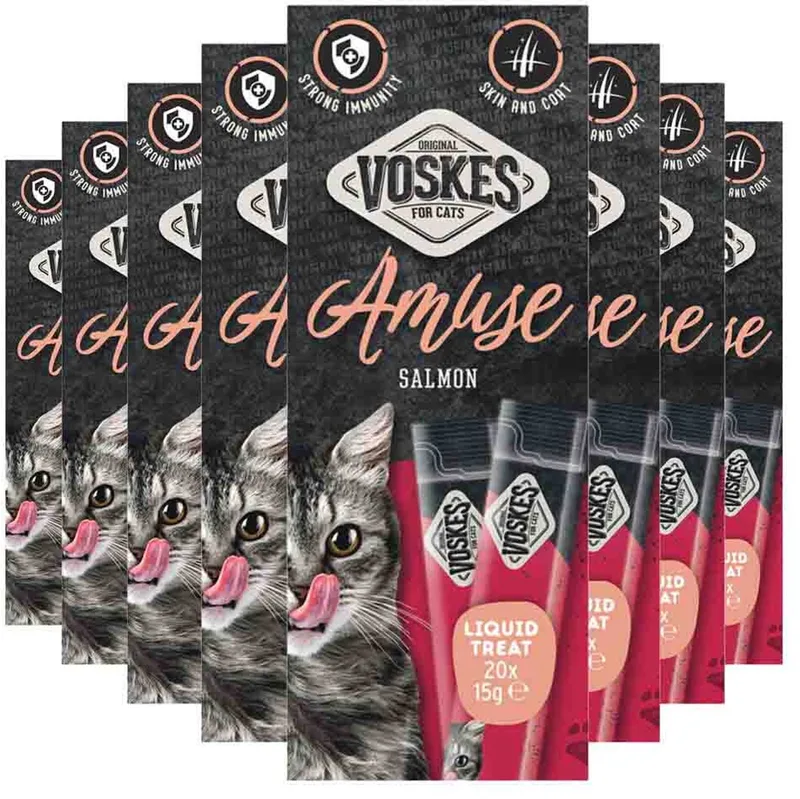 Kattensnack Liquid Treat Zalm - 8 x 20x15 gr - Voordeelverpakking von Voskes – Produktfoto