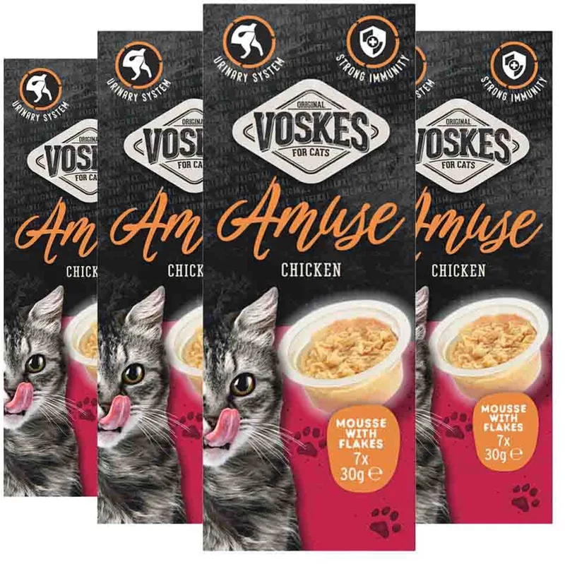 Kattensnack Mousse Kip - 4 x 7x30 gr - Voordeelverpakking von Voskes – Produktfoto