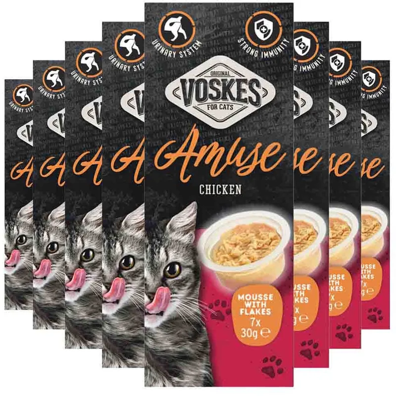 Kattensnack Mousse Kip - 8 x 7x30 gr - Voordeelverpakking von Voskes – Produktfoto