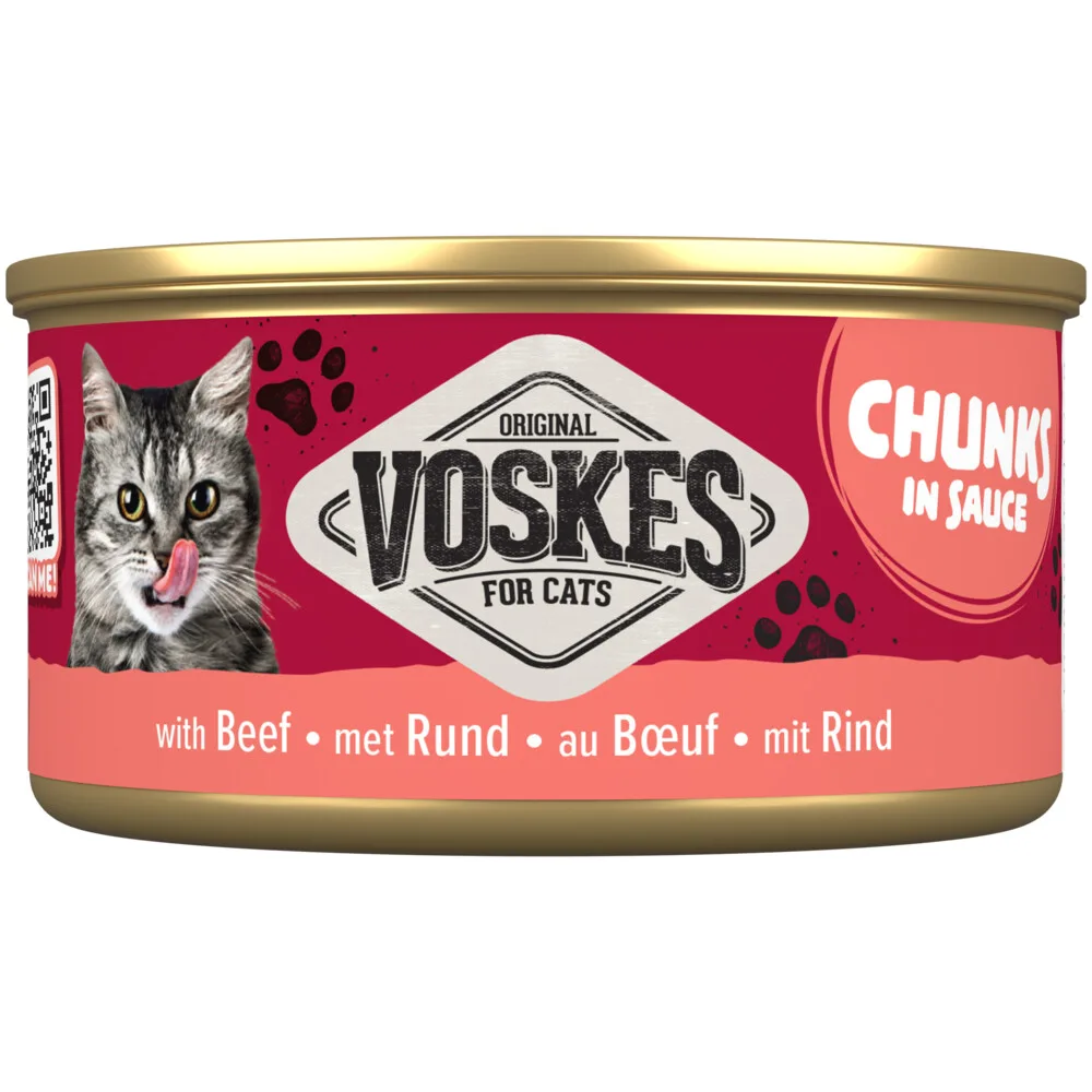 24x Voskes Kattenvoer Nat Chunks Saus Rund 85 gr van Voskes – productfoto