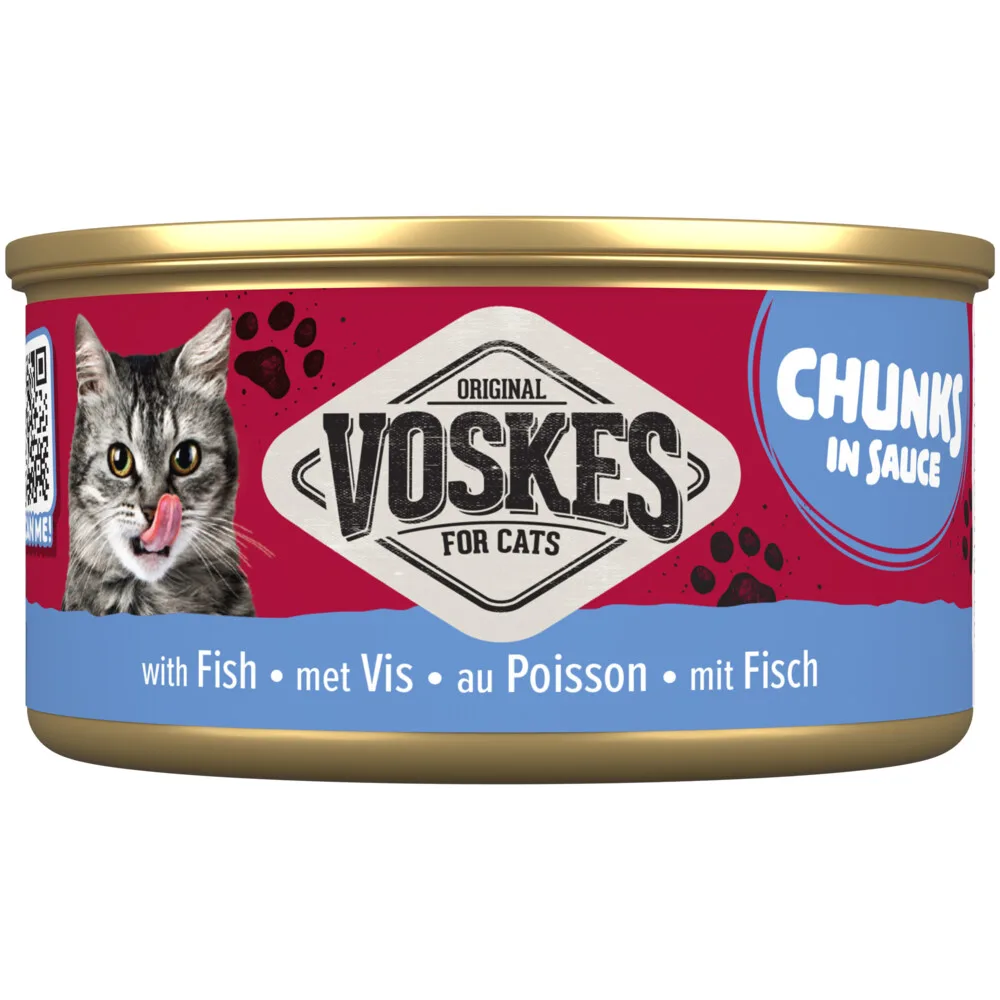 24x Voskes Kattenvoer Nat Chunks Saus Vis 85 gr van Voskes – productfoto