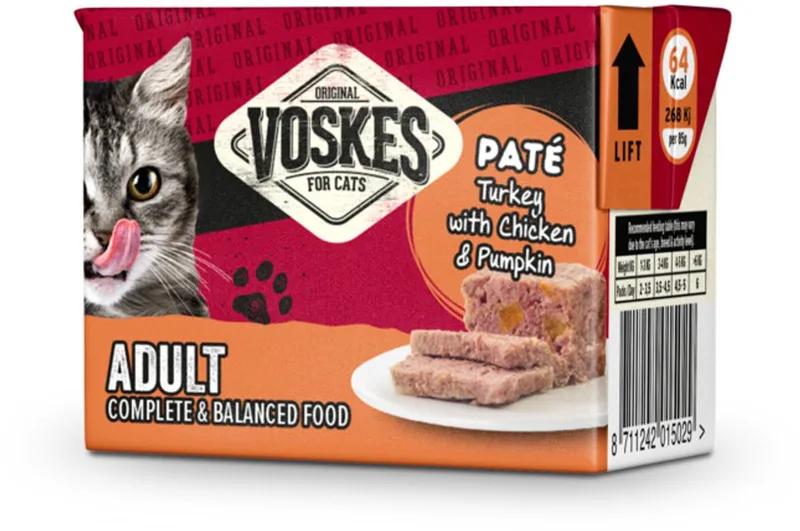 Kattenvoer Nat Paté Adult Kalkoen met Kip & Pompoen - 24 x 85 gr - Voordeelverpakking by Voskes – product photo