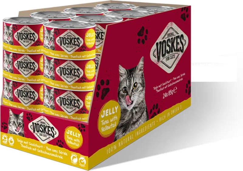 Kattenvoer Nat Tonijn met Geelstaart 85gr by Voskes – product photo