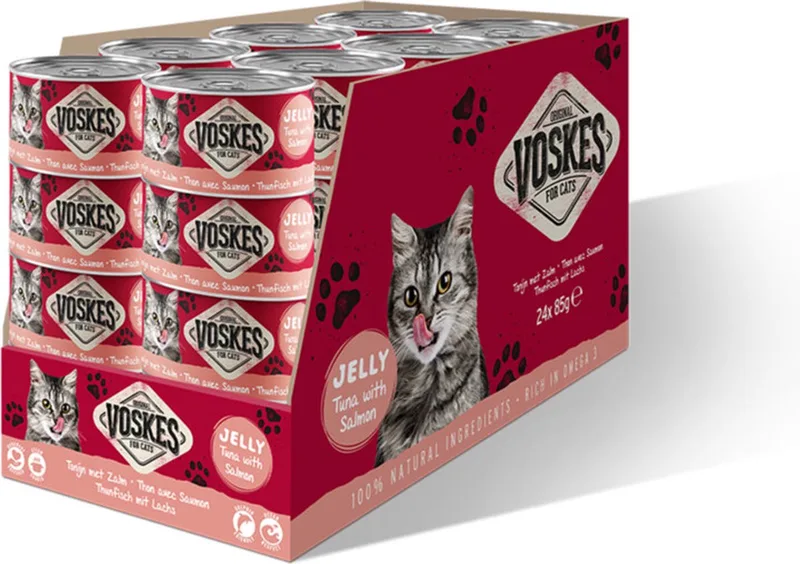 Kattenvoer Nat Tonijn met Zalm 85gr fra Voskes – produktbillede
