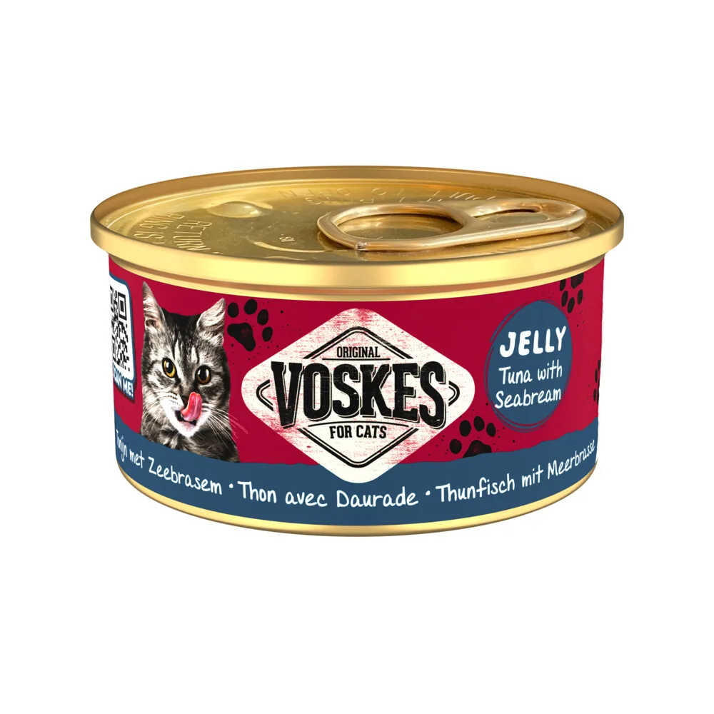 Kattenvoer Nat Tonijn met Zeebrasem 85 gr de Voskes – photo produit