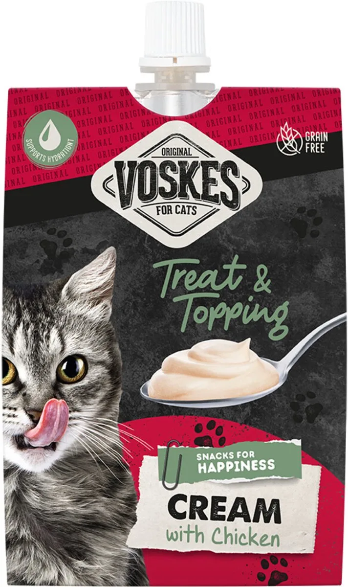 Original Cream Kattensnack Kip - 15 x 90 gr - Voordeelverpakking von Voskes – Produktfoto