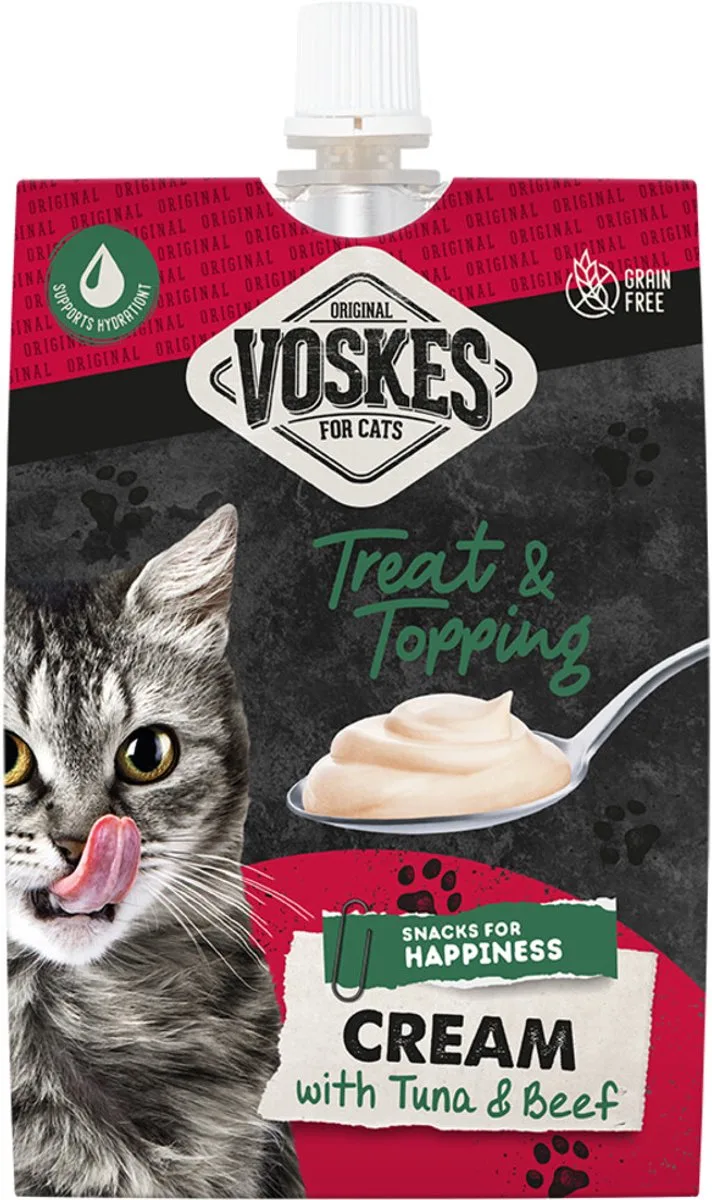 Original Cream Kattensnack Tonijn & Rund - 15 x 90 gr - Voordeelverpakking von Voskes – Produktfoto