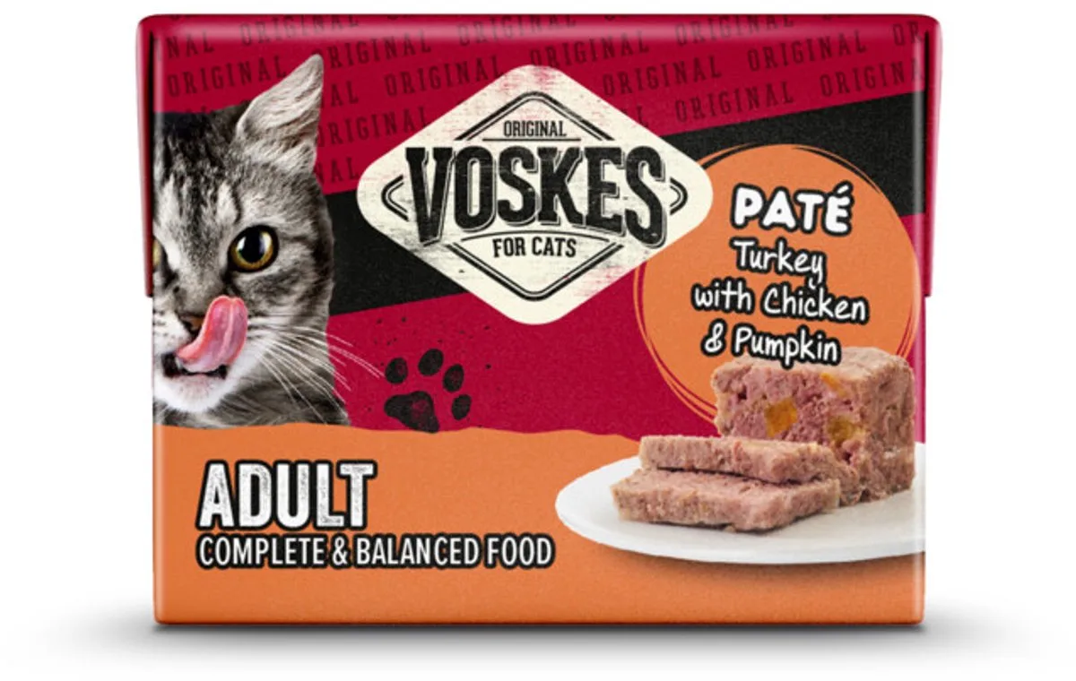 Original Paté Adult Kalkoen & Kip & Pompoen - 8 x 8 x 95 gr - Voordeelverpakking van Voskes – productfoto
